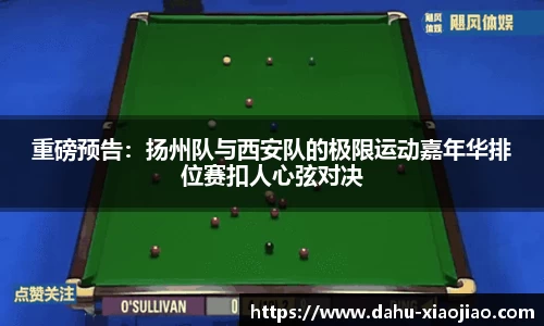 重磅预告：扬州队与西安队的极限运动嘉年华排位赛扣人心弦对决